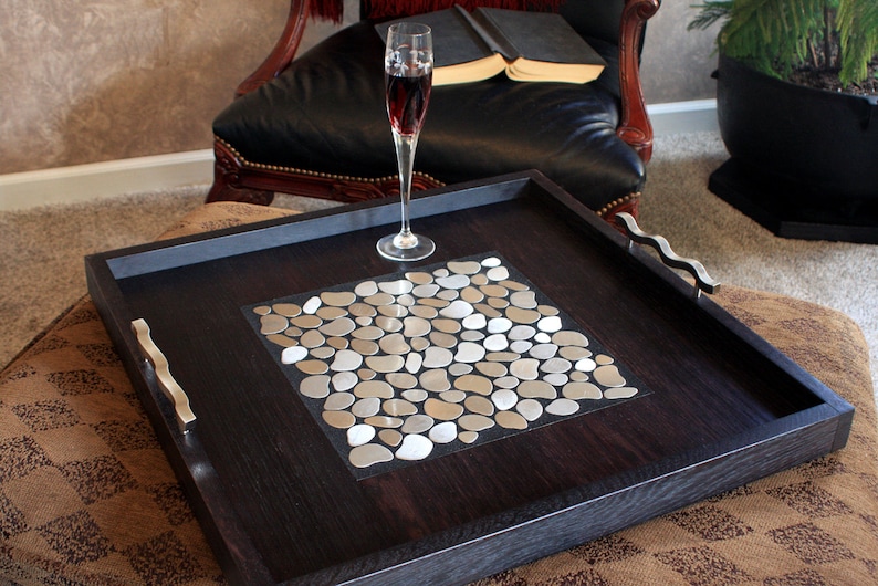Large Modern Ottoman Tray Stainless Mosaic Centerpiece Etsy