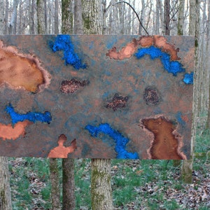 Copper Abstract Art. Copper Patina Art. Metal Wall Art. Metal Art. Metal Patina Art. &quot;Margie&#39;s Porch&quot;. 28 wide x 44 long. Clear Coat Finish