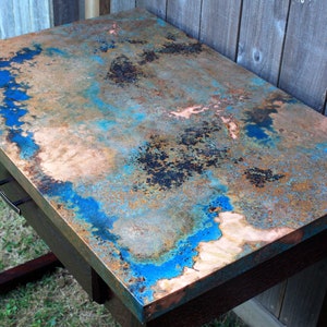 Copper Top Desk. Home Office Desk. Small Desk. Desk with Drawer. Writing Desk. Computer Desk. 36"l x 24"w x 30"t. Dark Brown Finish.