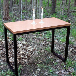 Parsons Countertop Table. Kitchen Island Table. Minimalist Copper Dining Table. 48&quot; l x 24&quot; w x 36&quot; t, Sealed Copper Top, Ebony Finish