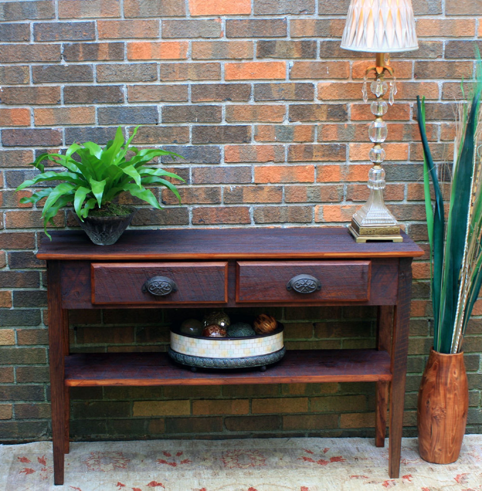 Reclaimed Wood Sofa Table: Rustic Chocolate Brown Console Table - Etsy