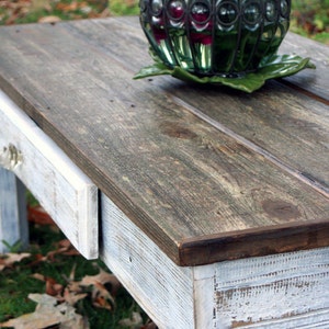 Large Coffee Table, Reclaimed Wood, Rustic Contemporary, Natural and Distressed White Finish Handmade image 2