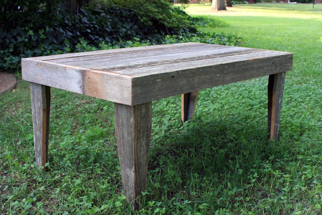Rustic Outdoor Coffee Table. Gray Wood Coffee Table. Outdoor Coffee Table. Natural Finish Coffee ...