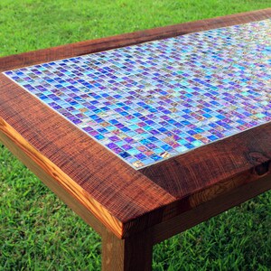 Outdoor Dining Table. Outdoor Kitchen. Large Dining Table. Oceans on Fire Mosaic. 38w x 108l x 30t. Brazilian Rosewood Finish. image 2