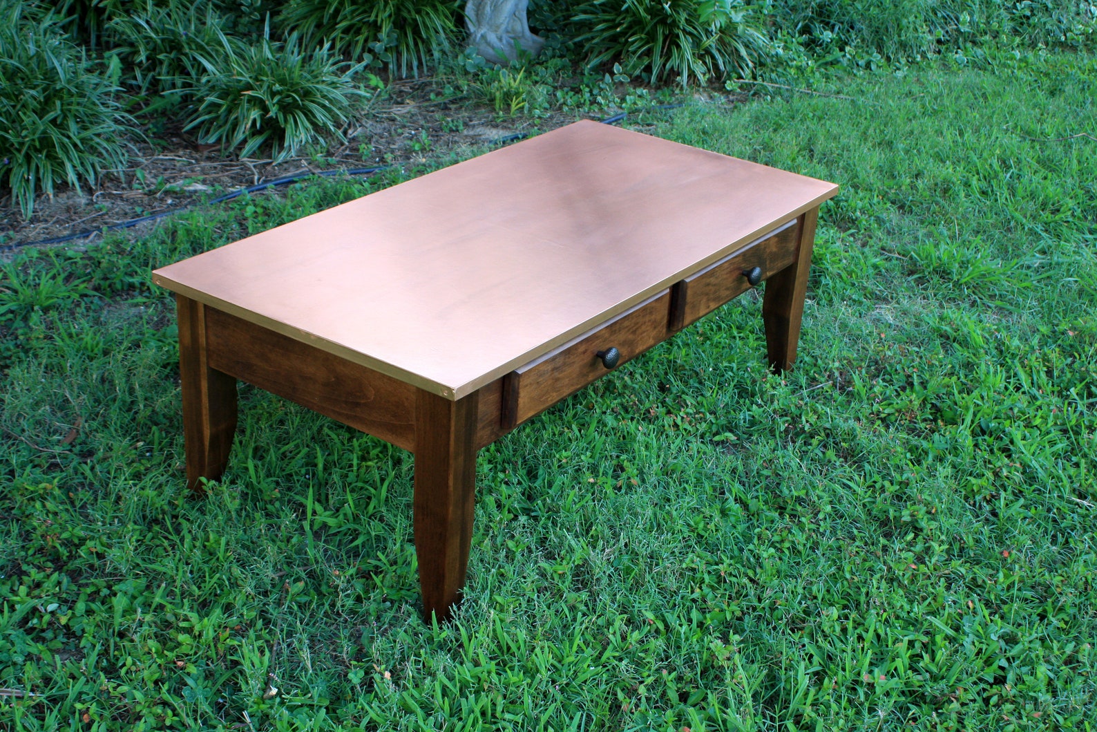 Large Copper Coffee Table W/ Drawers. Large Copper Coffee Etsy