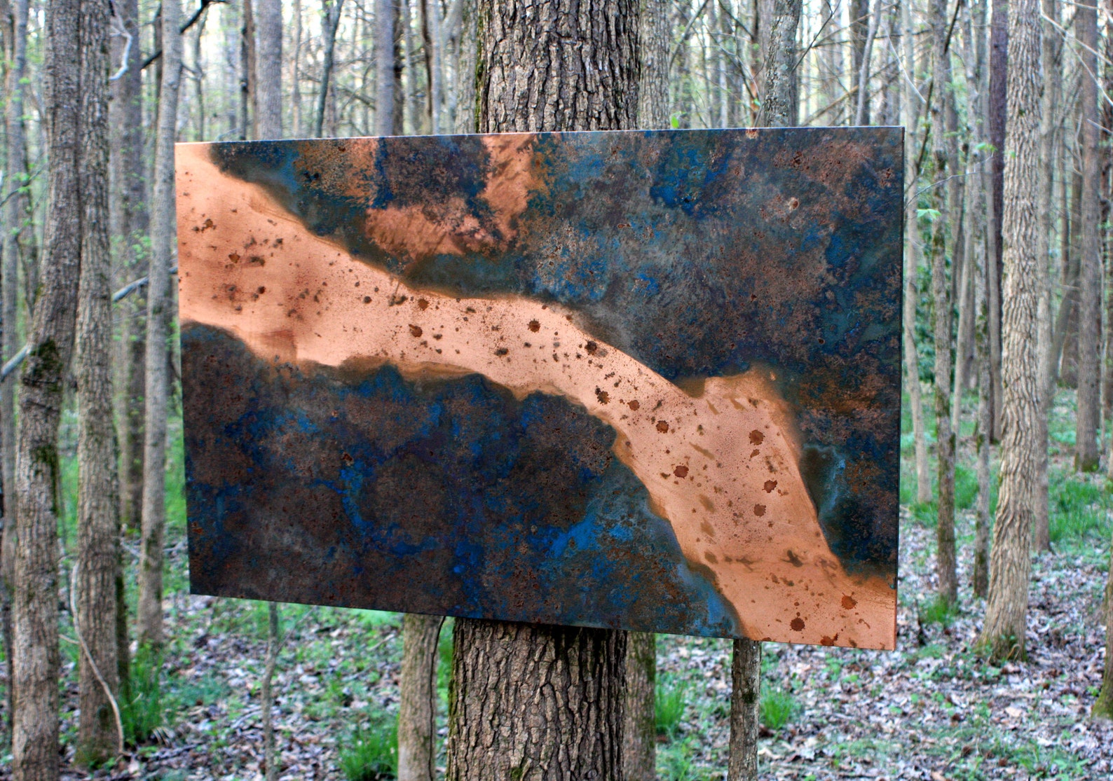 Copper Abstract Art. Light Copper Wall Art. Copper Patina Art. Etsy