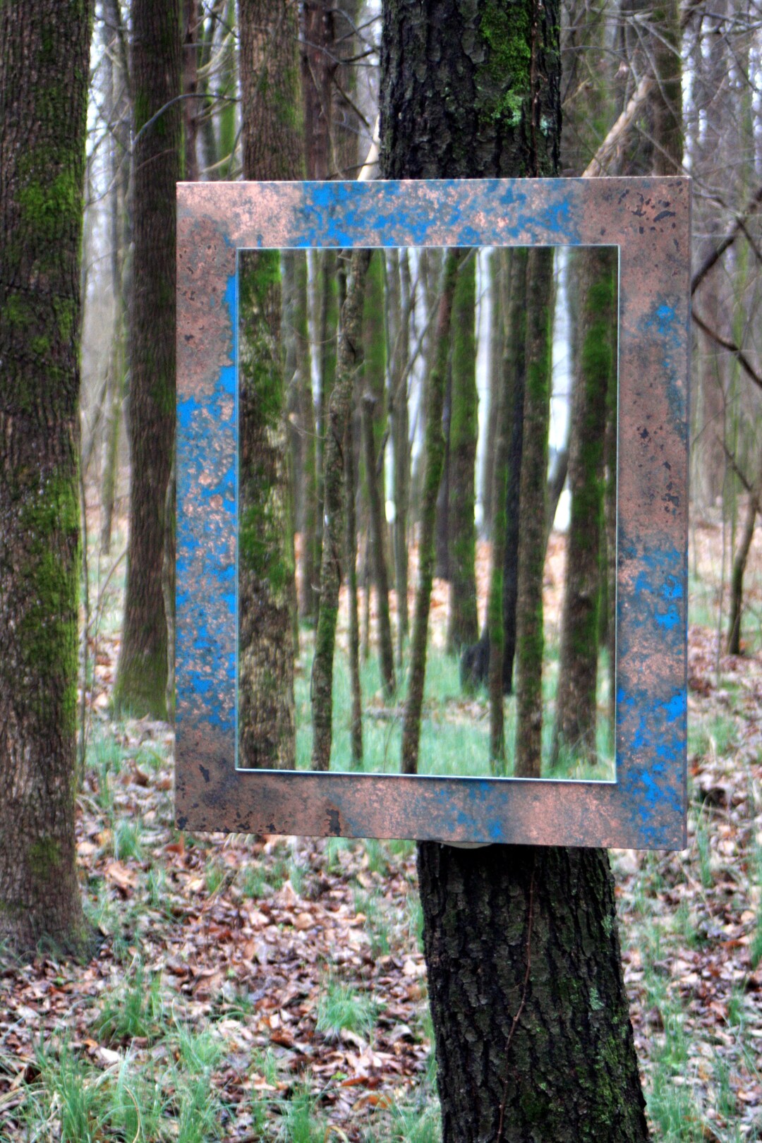 Copper Mirror. Copper Patina Mirror. Copper Wall Art Mirror. Wall Art