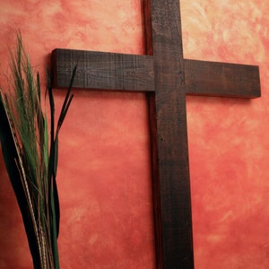 Large Wood Cross. Very Large Wooden Cross.  Church Size Cross.  Church Cross.  Dark Brown Cross.  40 w x 63 l Cross.  Dark Brown Finish