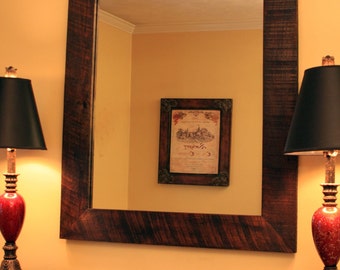 Rustic Framed Mirror. Reclaimed Wood Framed Mirror. 40 Inch Framed