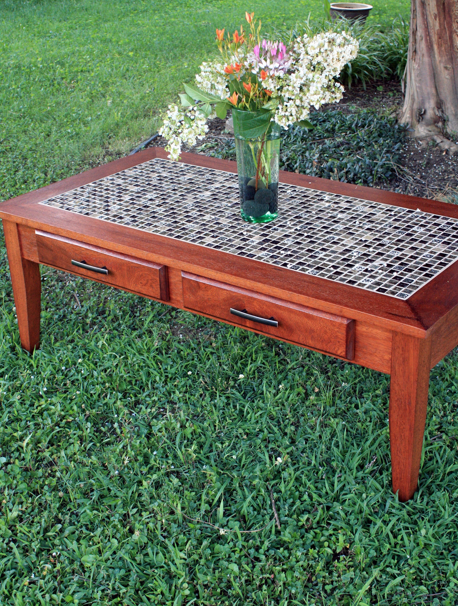 Large Coffee Table W/ Drawers. Mosaic Top Coffee Table. Etsy