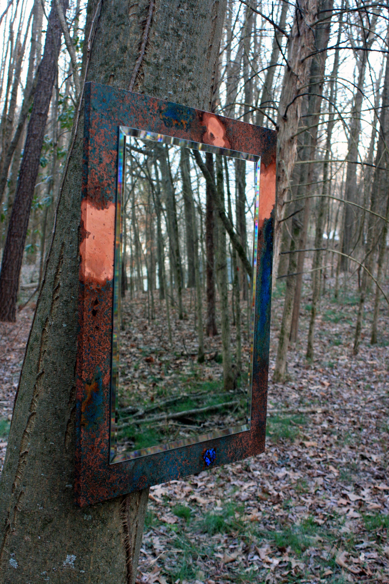 Copper Mirror. Copper Patina Mirror. Copper Wall Art Mirror. Etsy