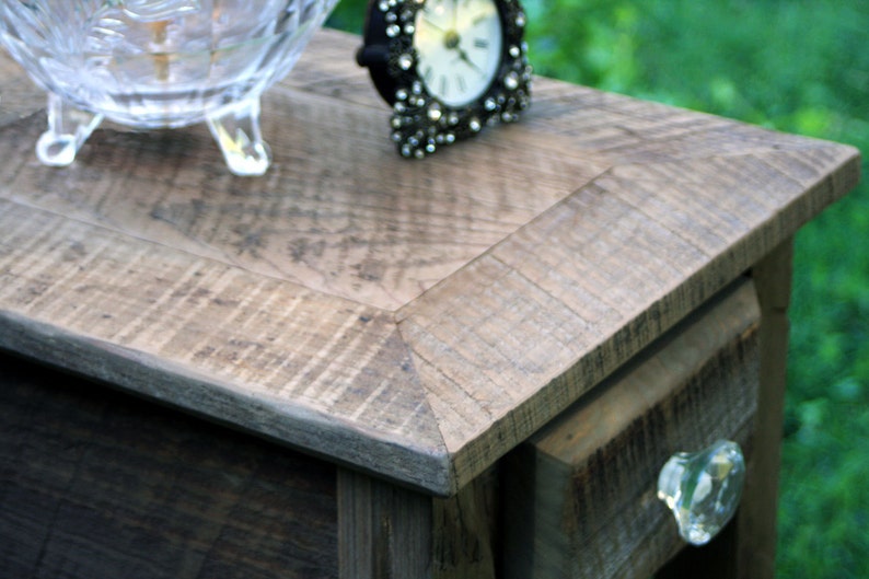 Rustic Side Table. Natural End Table. Reclaimed Wood End Table. Rustic Side Table w/ Drawer. 12w x 15l x 24t. Natural Finish image 2