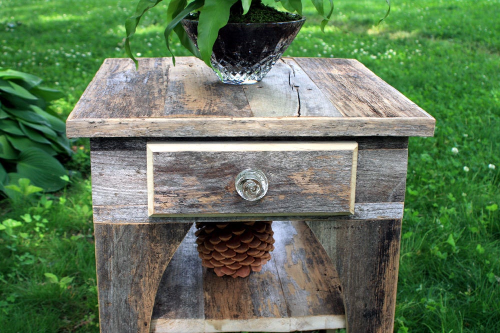 Gray Wood End Table. Natural Finish End Table. Reclaimed Wood Etsy