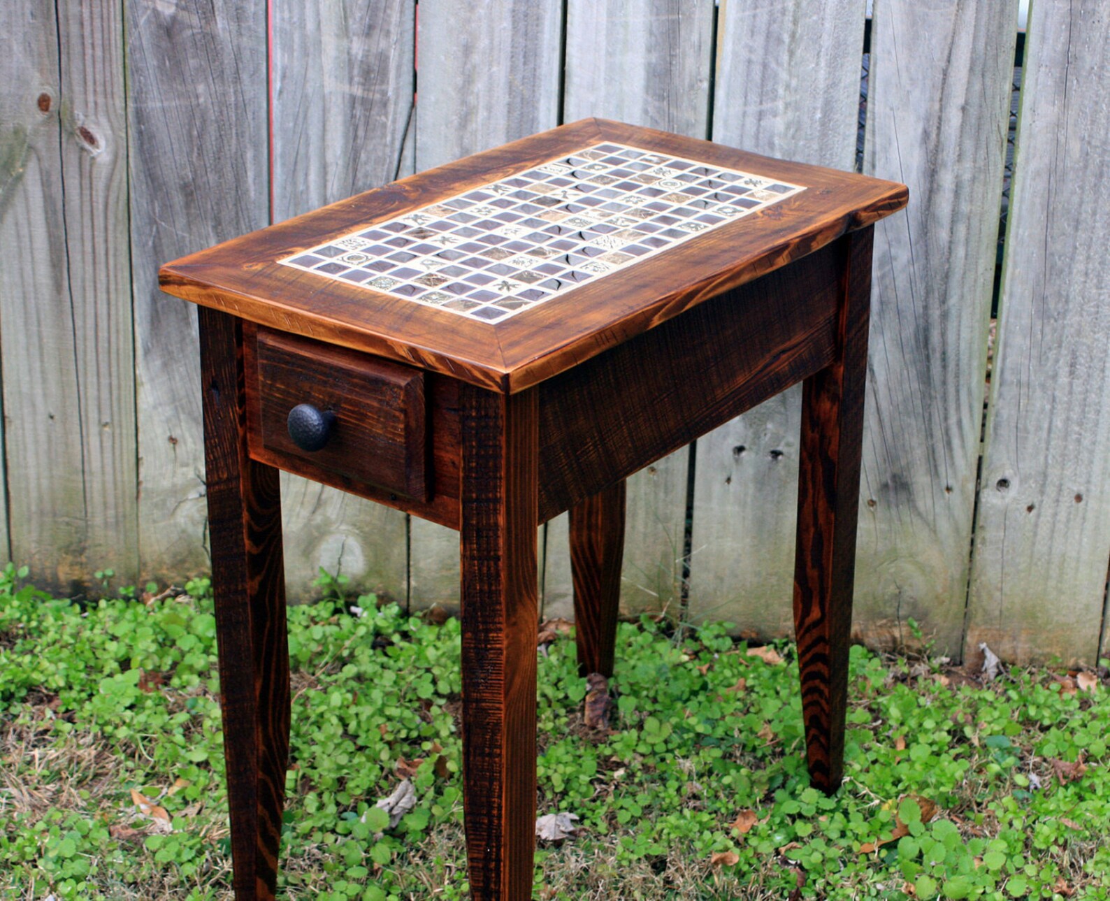 Mosaic Tile Side Table. Mosaic End Table. Rustic Table W/ Etsy