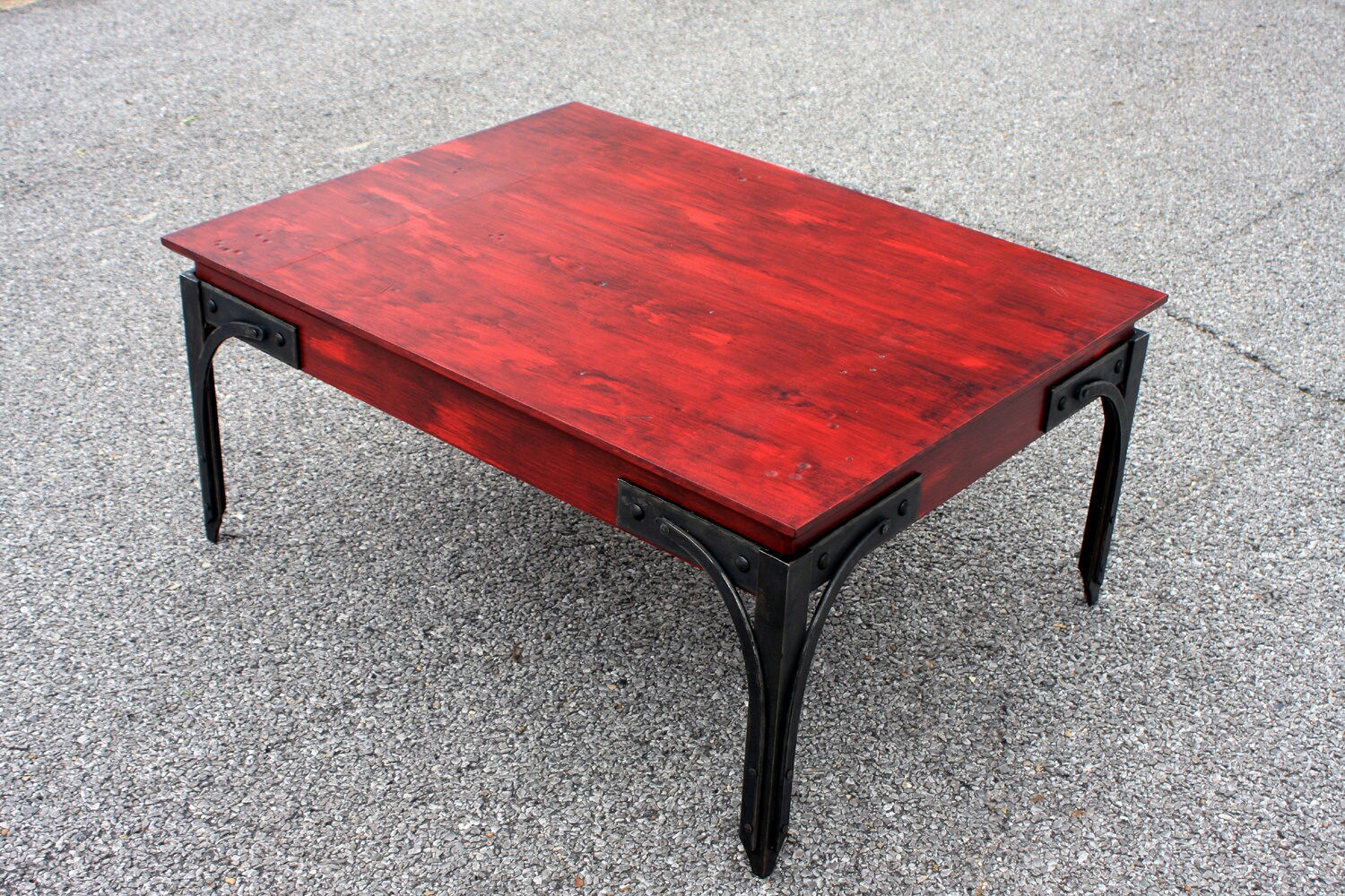 Red Coffee Table. Industrial Coffee Table. Wood & Metal Coffee Etsy