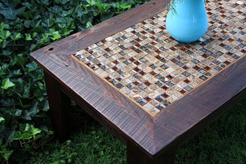 Coffee Table. Mosaic Coffee Table. Glass and Stone Tile Mosaic Etsy