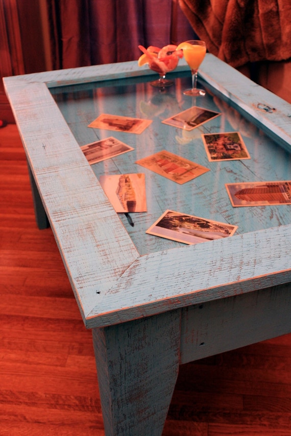 Display Coffee Table. Tempered Glass Display Table. Rustic