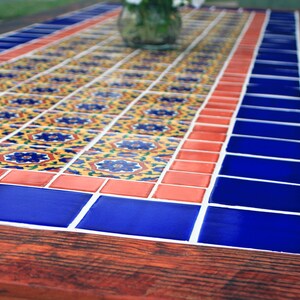 Talavera Tile Dining Table. Very Large Dining Table. Mexican Tile Dining Table. 114 L x 41 W x 30 T. Brazilian Rosewood Sierra Finish. image 7