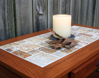 Slate Top Coffee Table. Small Coffee Table. Light Brown Natural Stone Coffee Table. "Cobbled Path". 32" l x 18" w x 18" t. Lt. Brown Finish.