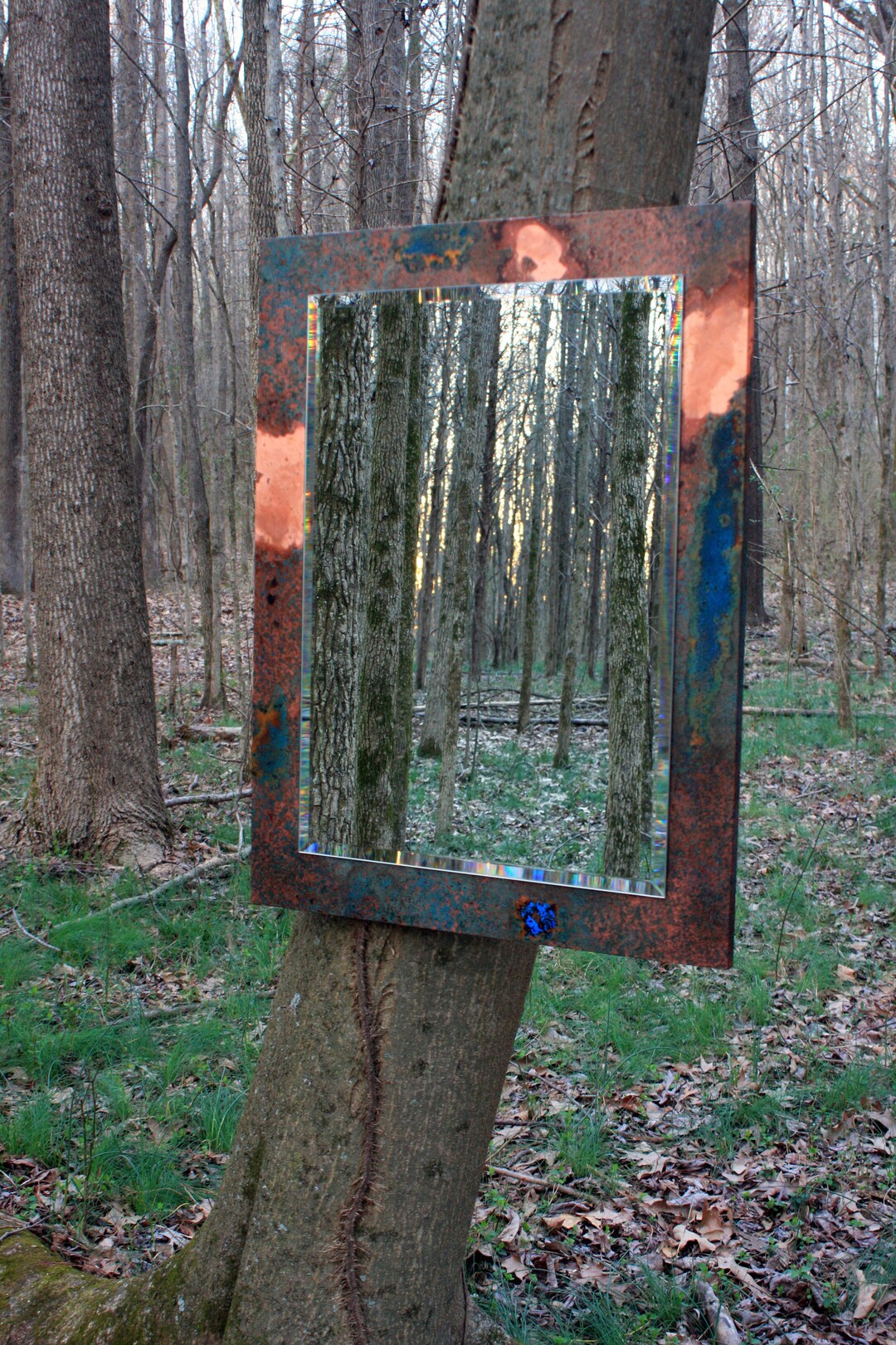 Copper Mirror. Copper Patina Mirror. Copper Wall Art Mirror. Etsy