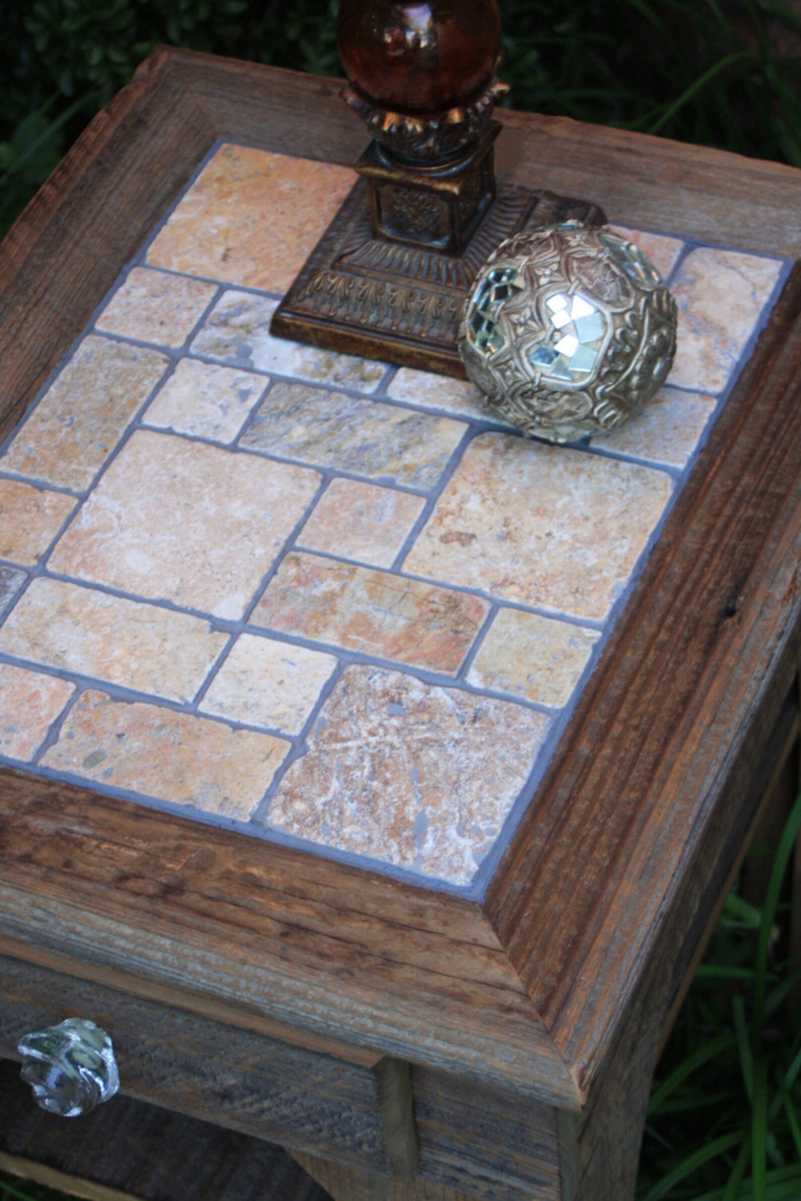 Slate Top End Table. Slate Bedside Table. Rustic Slate End Etsy