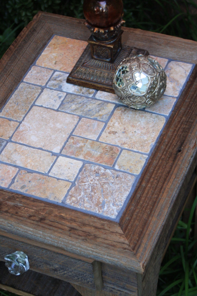 Rustic Slate Table Slate Top End Table. Slate Bedside Table. Rustic Slate End Table.