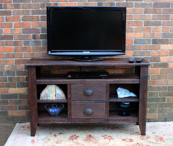 TV Stand. Media Console. Entertainment Center. Reclaimed Wood TV Stand. Old World Styling. 48 w x 15 d x 30 t. Chocolate Brown Finsh