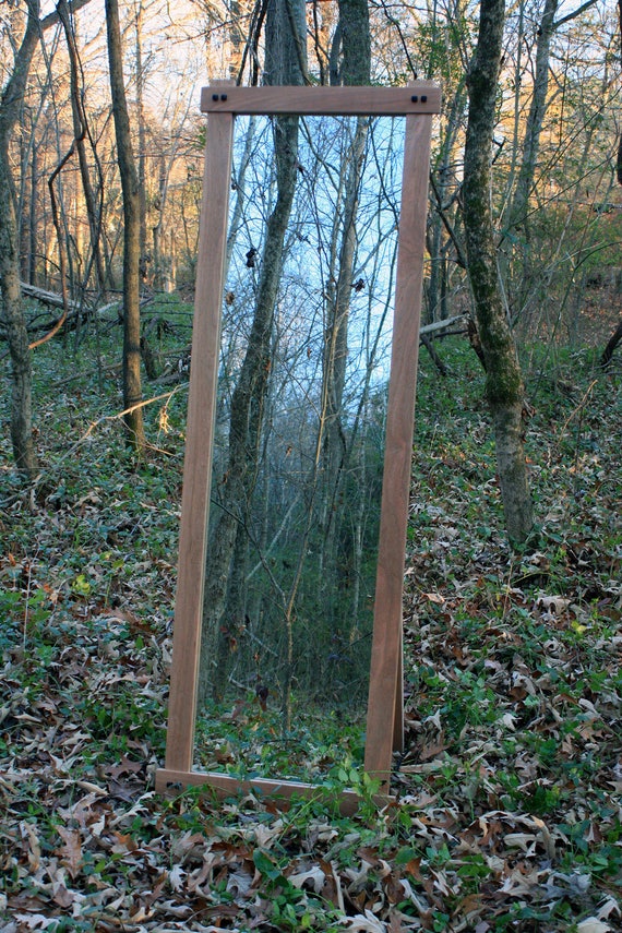 Cherry Floor Standing Mirror On Stand Full Length Arts And Crafts 24 X 72 Clear Coat Finish