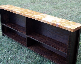 Buffet de cobre. Vino de Cobre y Licor Credenza. Gabinete de almacenamiento de licor de cobre. Aparador de licor de cobre.  Acabado marrón oscuro.  76W x 10D x 30T