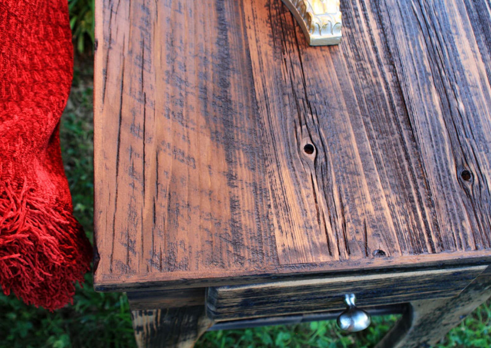 Rustic Side Table. Distressed Black End Table. End Table W/ Etsy