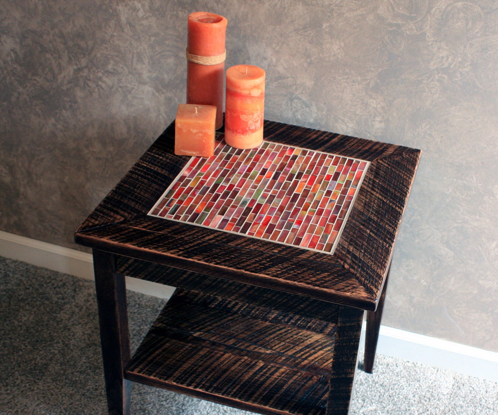 Mosaic End Table. Tile Mosaic End Table. Rustic Side Table w/ Etsy