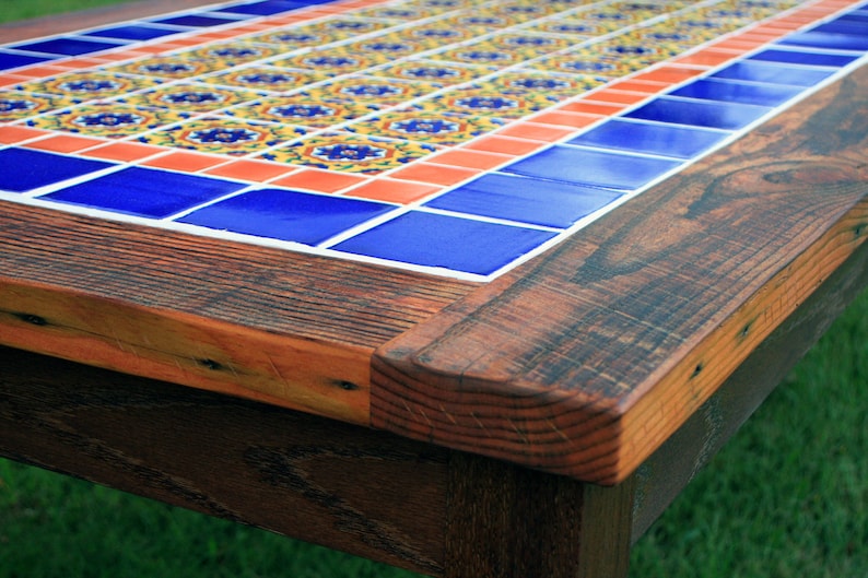 Talavera Tile Dining Table. Very Large Dining Table. Mexican Tile Dining Table. 114 L x 41 W x 30 T. Brazilian Rosewood Sierra Finish. image 8