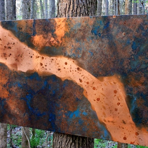 Copper Abstract Art.  Light Copper Wall Art. Copper Patina Art. Metal Wall Art. Metal Art. Metal Patina Art. 28 w x 44 l. Clear Coat Finish