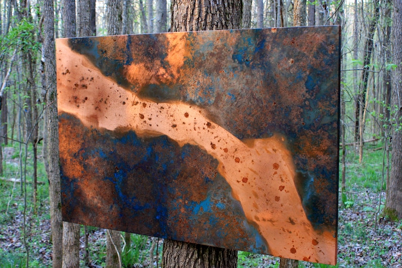 Copper Abstract Art. Light Copper Wall Art. Copper Patina Art. Etsy