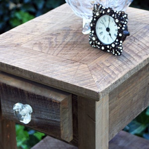 Rustic Side Table. Natural End Table. Reclaimed Wood End Table. Rustic Side Table w/ Drawer. 12w x 15l x 24t. Natural Finish image 3