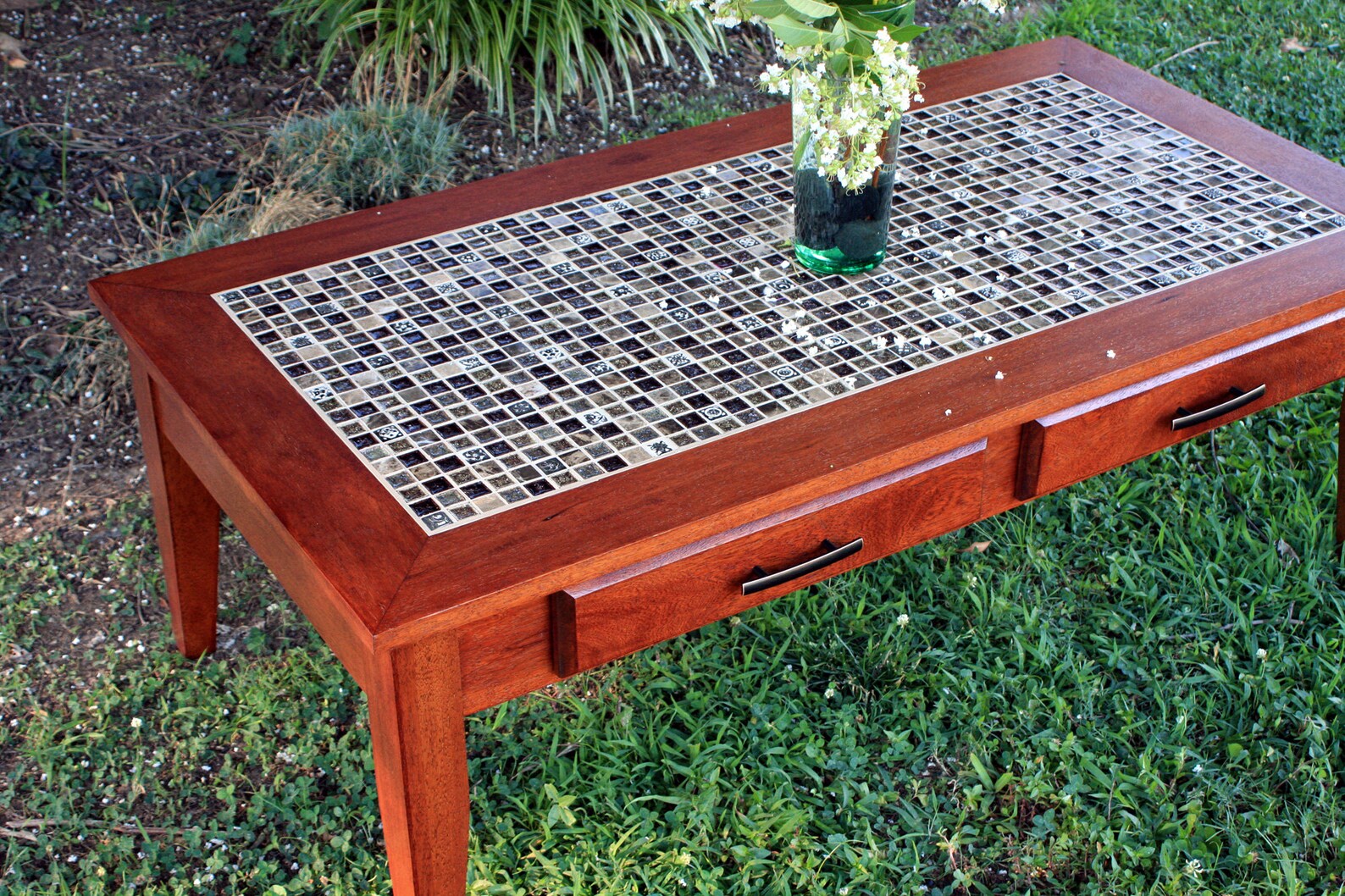 Large Coffee Table W/ Drawers. Mosaic Top Coffee Table. Etsy