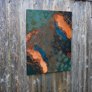 Copper Wall Art. Abstract Copper Wall Art. Copper Patina Art Piece. Copper Wall Decor. Abstract Wall Art. 24&quot; W x 30&quot; L. Clear Coat Finish