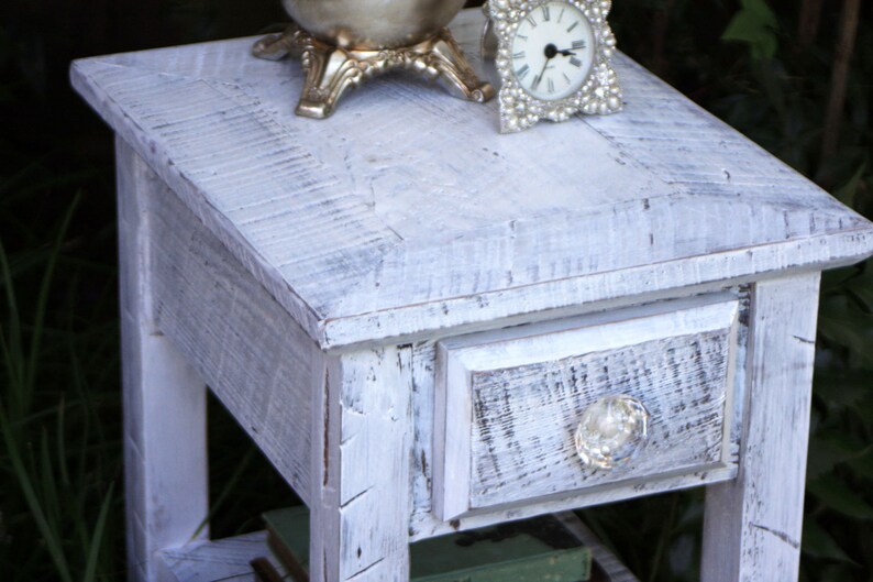 Distressed White End Table. White Bedside Table. Small End Etsy