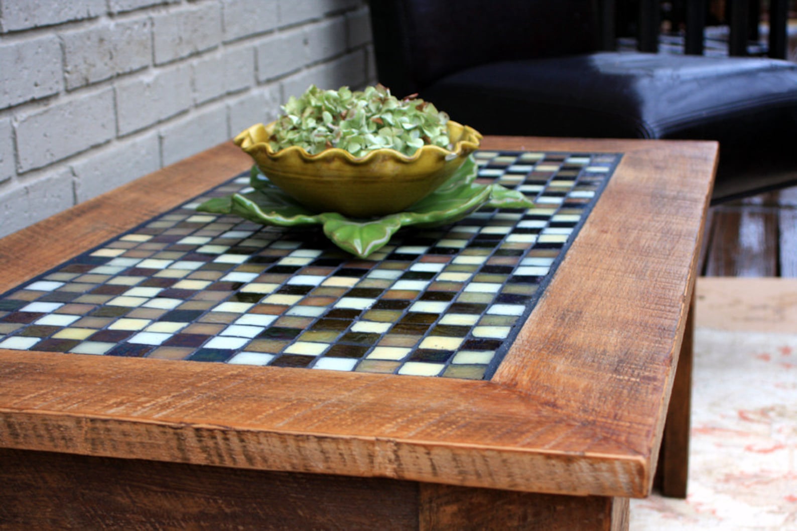 Tile Mosaic Coffee Table. Rustic Tile Coffee Table. Iridescent Etsy