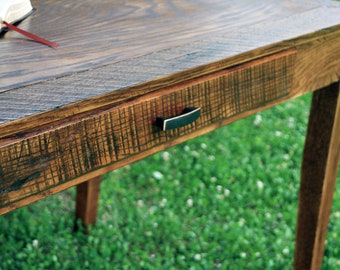 Home Office Desk. Large Desk. Desk with Drawer. Reclaimed Wood Desk. Computer Desk. 60"l x 30"w x 30"t. Distressed Choclate Brown Finish.