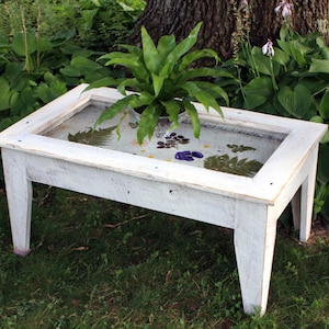 Beach Display Coffee Table. Shadow Box Coffee Table. Custom Table. Shabby Chic Display Table. 40&quot;l x 24&quot;w x 18&quot;t. Antique White Finish.