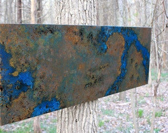 Copper Wall Art. Copper Patina Art. Copper Wall Decor. Abstract Art. Metal Art. Metal Patina Art. 15" wide x 46" long. Clear Coat Finish