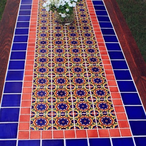 Talavera Tile Dining Table. Very Large Dining Table. Mexican Tile Dining Table. 114 L x 41 W x 30 T. Brazilian Rosewood Sierra Finish. image 2