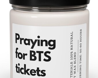 Bidden om BTS-ticketskaars | KPop Funny-merchandise, sojawas, 4 oz