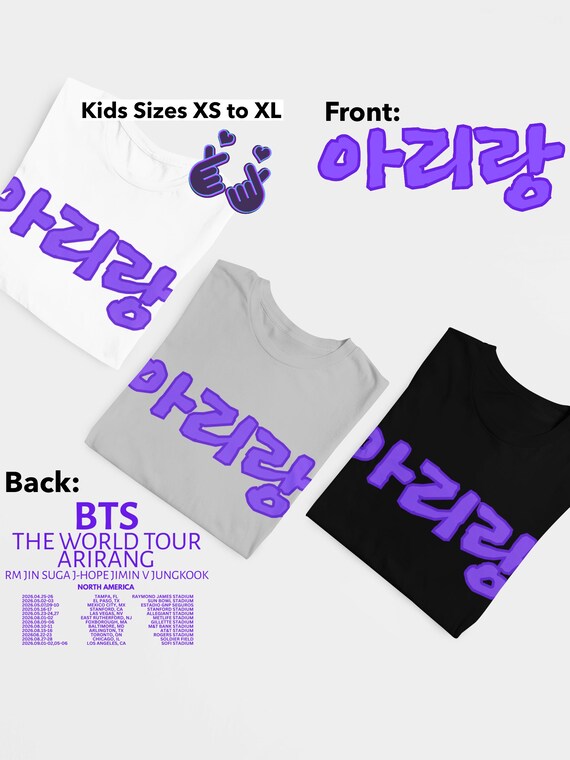 BTS Arirang Kids Tee | 2-sided, Front Hangul Design, XS - XL - Etsy