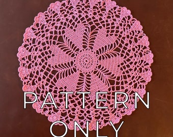 PATTERN for crochet Hearts Galore Doily 13 inches diameter for Valentine's Day