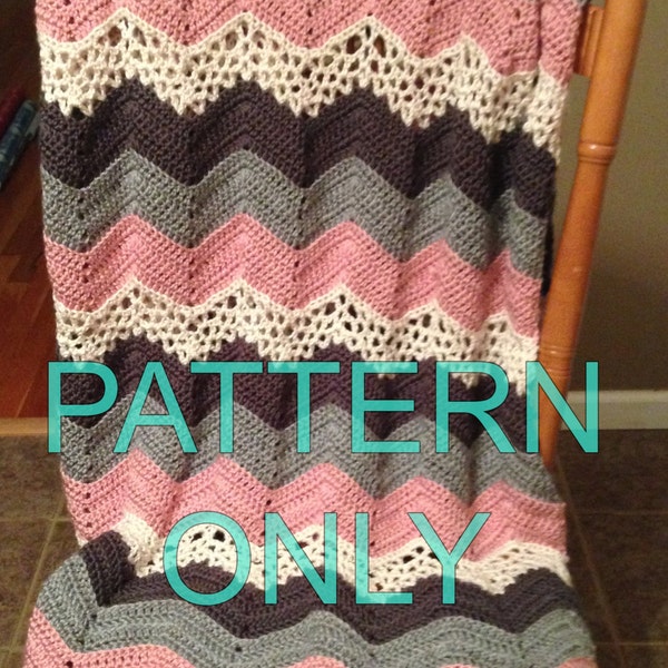 crochet PATTERN for Lacy Ripple afghan Blanket or Throw as digital download