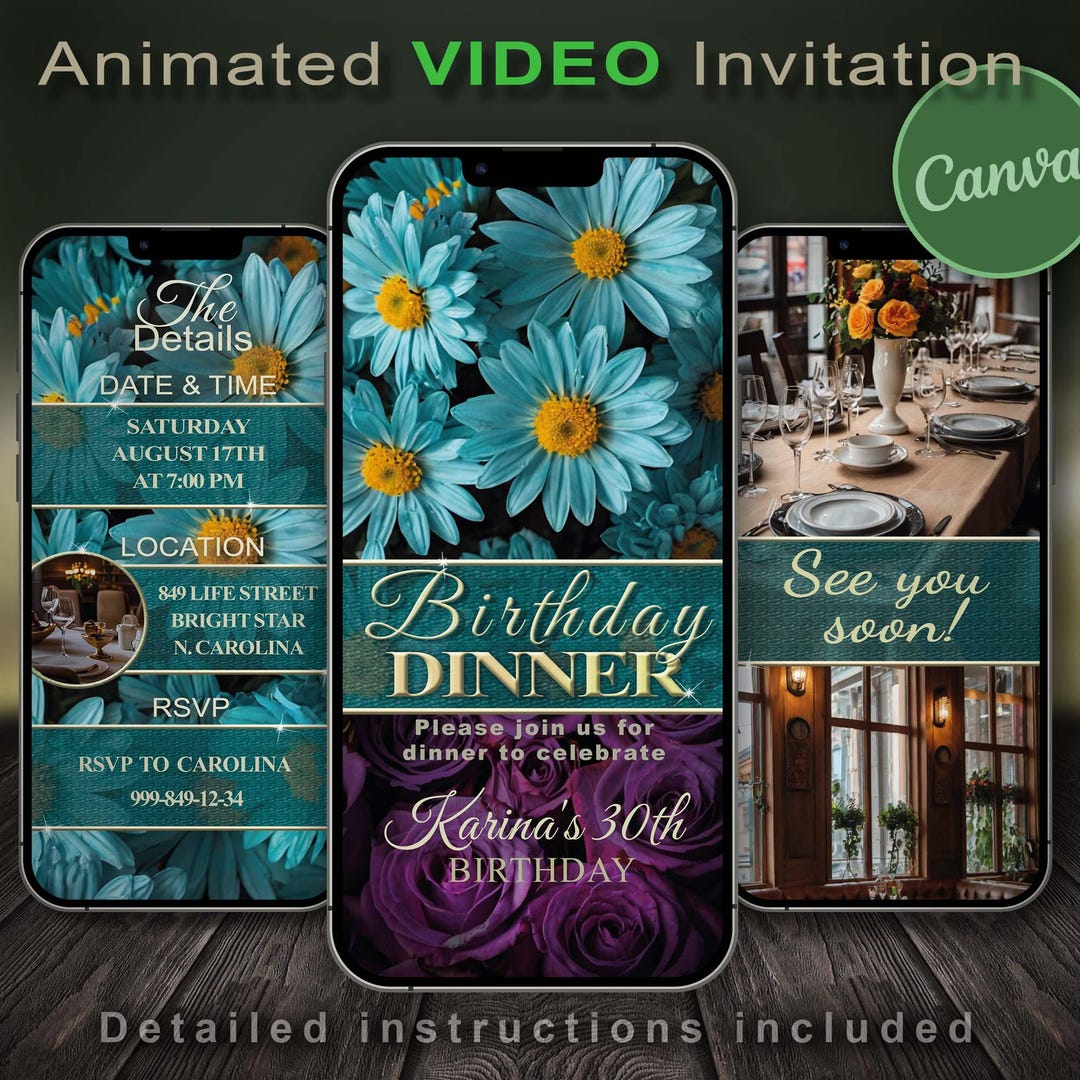 Birthday Invitation Green. Digital Invitation With Editable Features ...