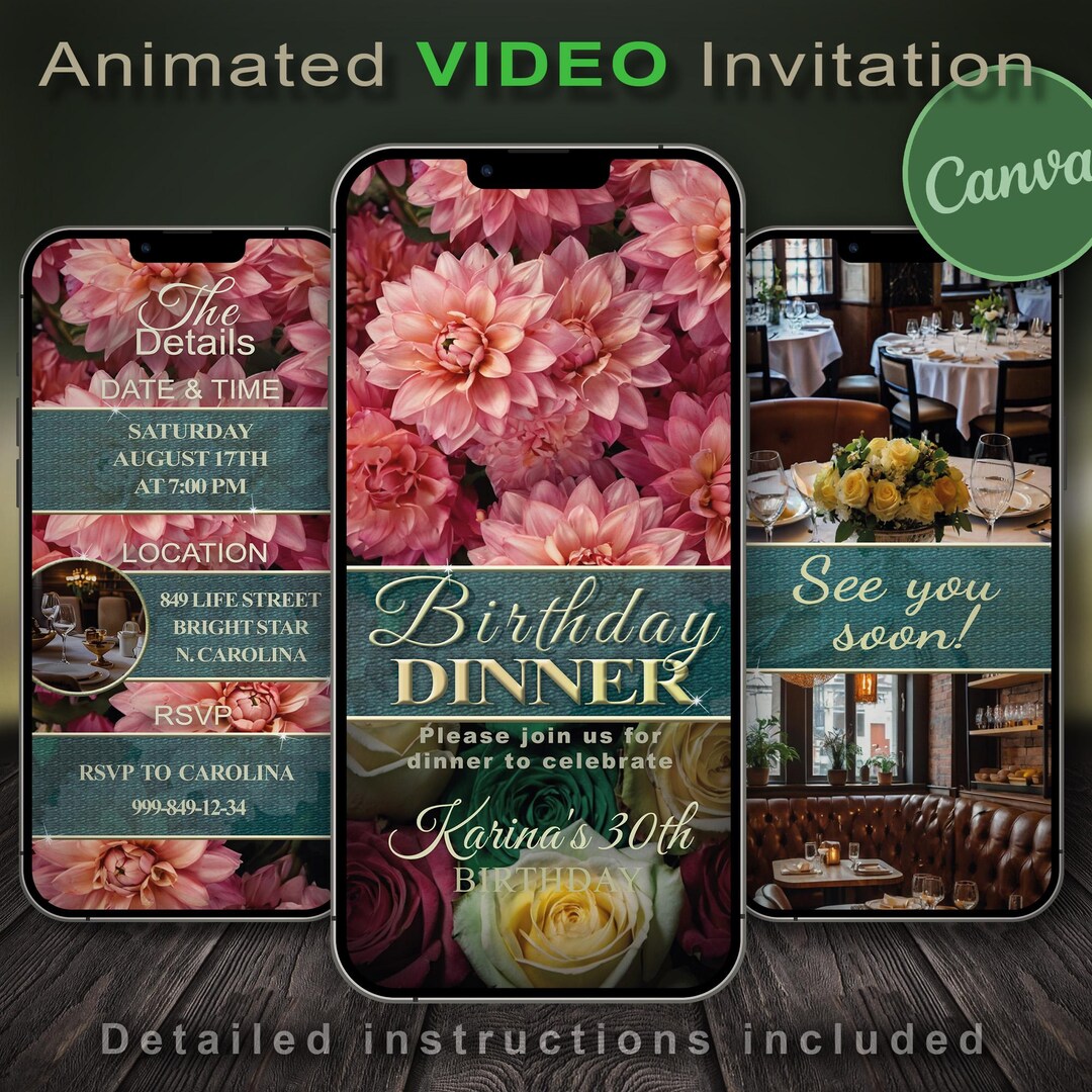 Birthday Invitation for Girls Green. Animated Invitations With Editable ...