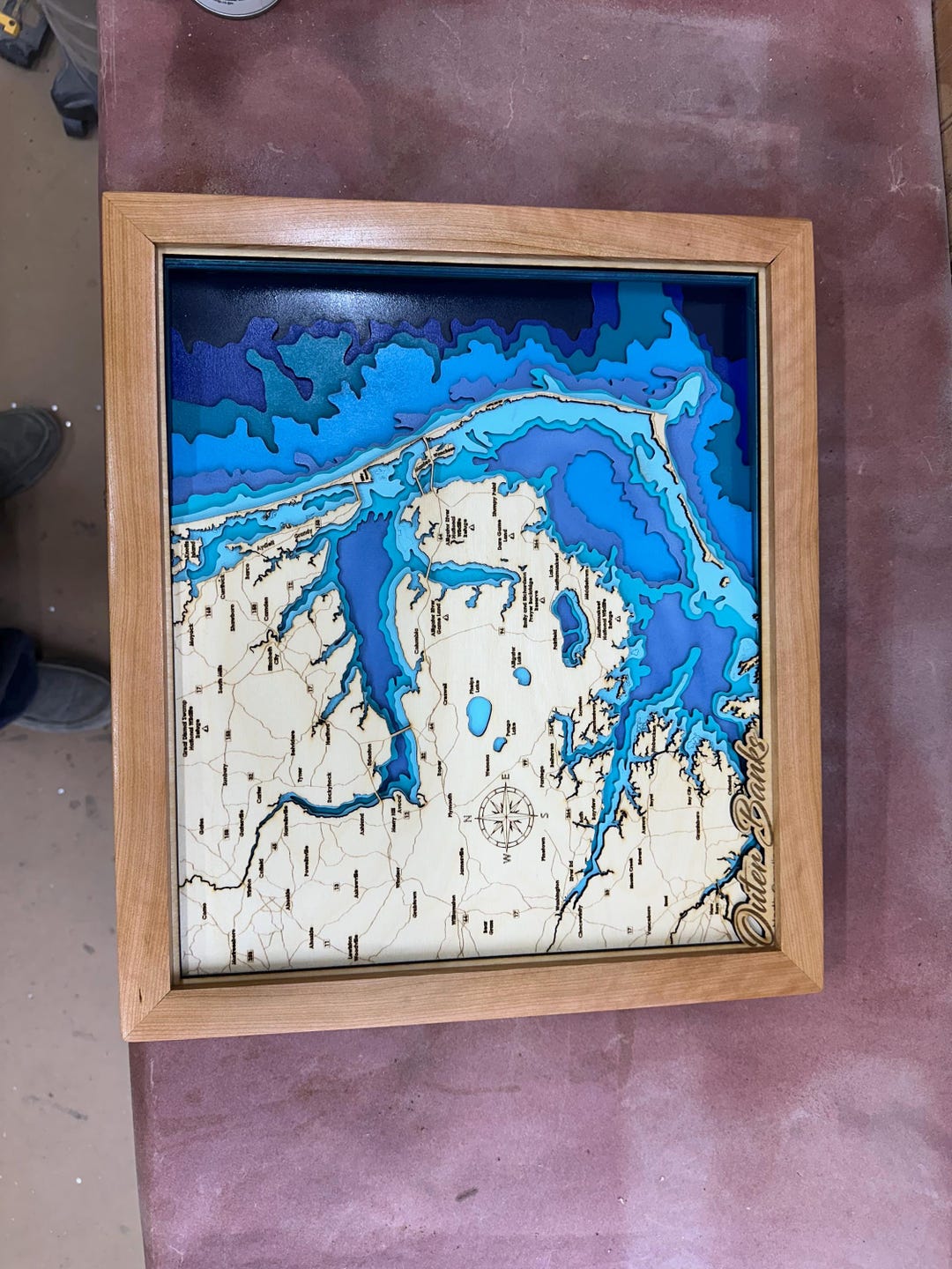 Outer Banks Bathymetric Map Etsy